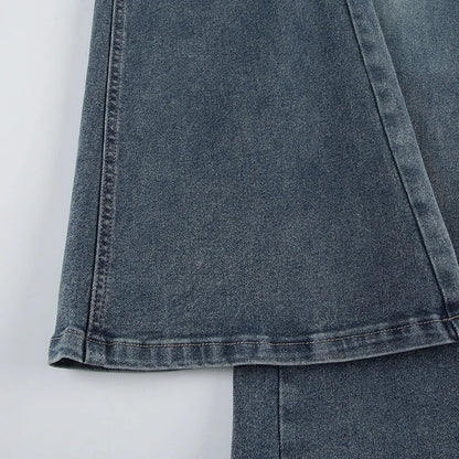 Y2K Low Waist Flare Jeans Vintage High Street Casual Denim Trousers Korean Fashion Slim Lady Trumpet Pants Spring