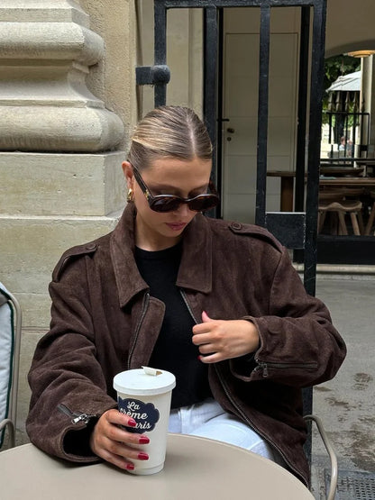 Fashion Lapel Collar Women Long Sleeve Zipper Coats Vintage Slim Solid Short Jackets New Autumn Causal Warm Office Outwear