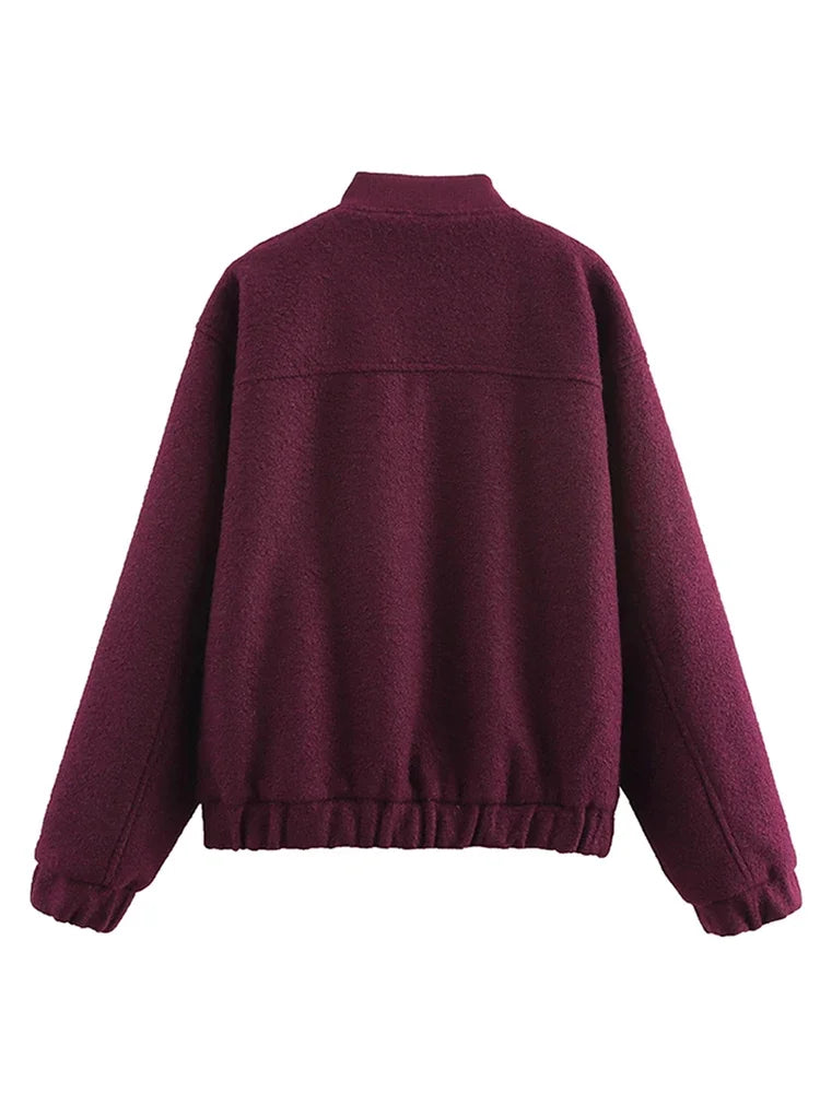 Casual Zipper Long Sleeve O-neck Coat for Women Spring New Solid Loose Female Jacket Vintage Ladies Outwear Top High Street