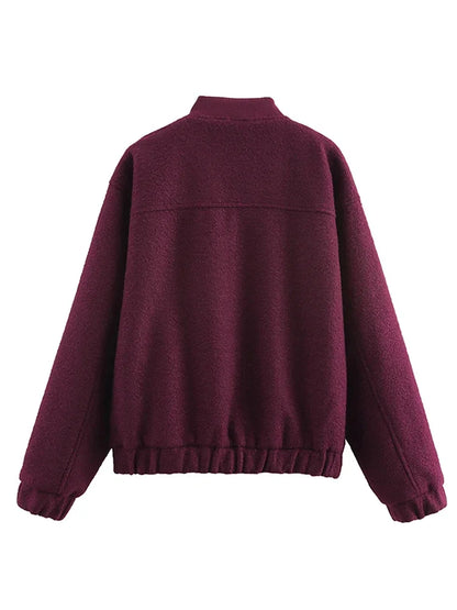 Casual Zipper Long Sleeve O-neck Coat for Women Spring New Solid Loose Female Jacket Vintage Ladies Outwear Top High Street