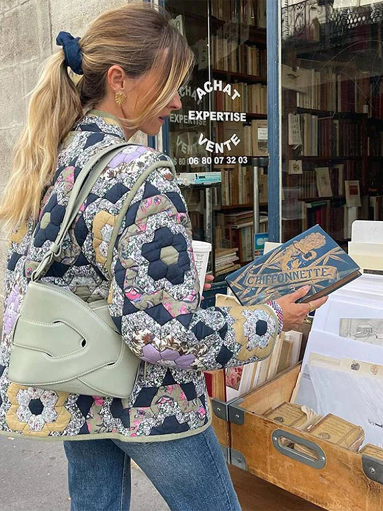 Casual Printed Women's Jacket Cardigan Winter Warm Vintage Women Coat V-neck Long Sleeve Jackets Bohemian Ladies Coats Outerwear