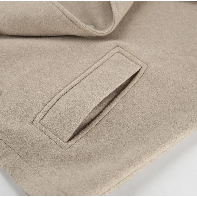 TAVIMART  -  Vintage Large Lapel Collar Short Coats Women Retro Casual Double-Breasted Pocket Coat Female Autumn Chic Loose Street Outwear