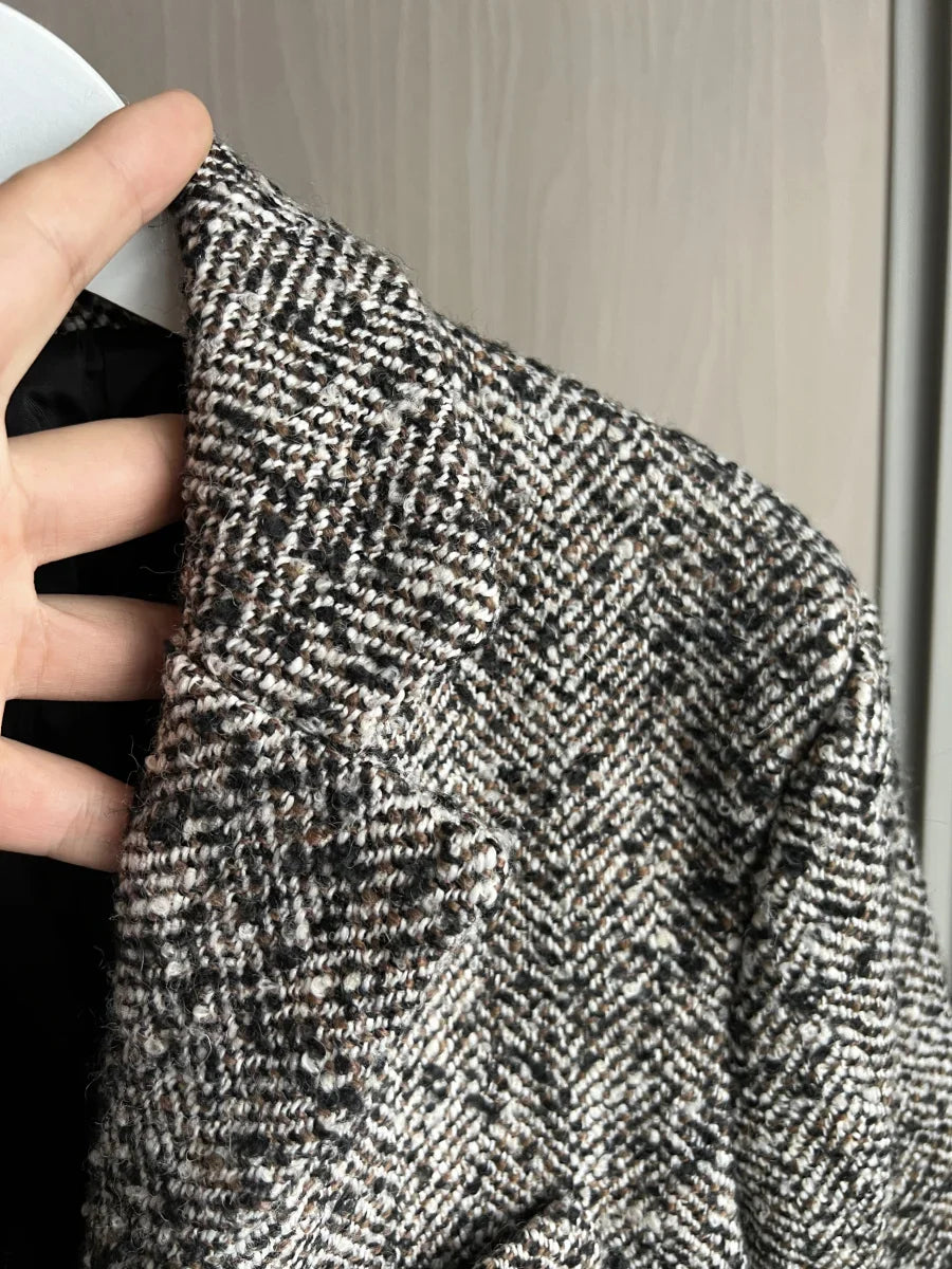 Autumn/Winter New women's ZW series with belt tweed loose version of waist waist suit jacket 3736247