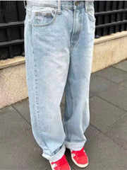 Spring Summer Vintage Loose Jeans Women High Waist Pockets Fashion Streetwear Straight Denim Pants American Trousers