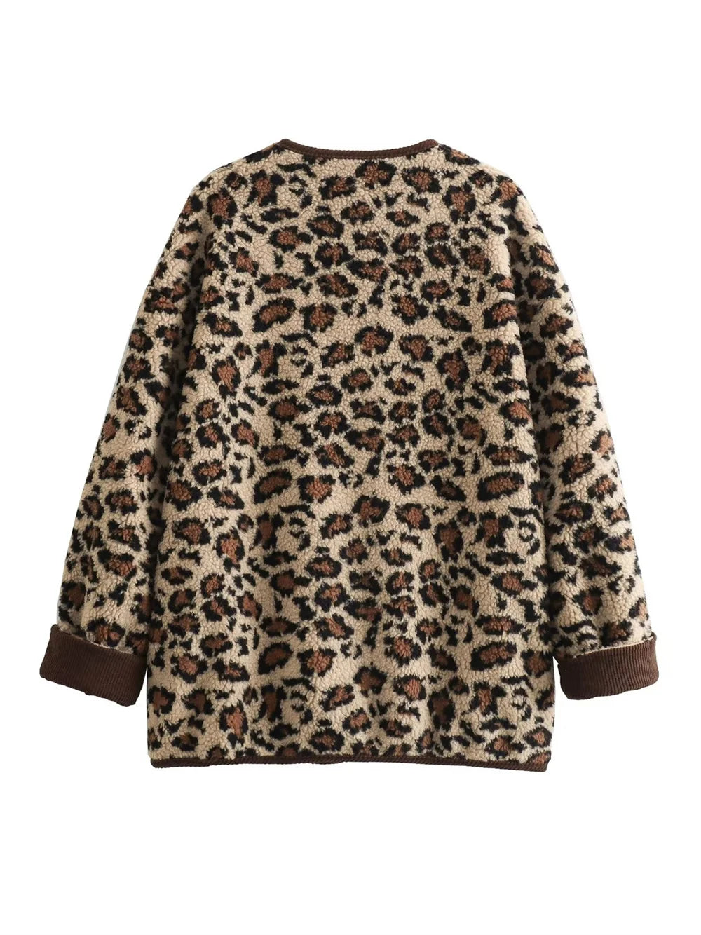 Women Fashion Jacket Winter Casual Ladies Commuter Leopard-print Lamb Wool Solid Jacket For Women's Outwears