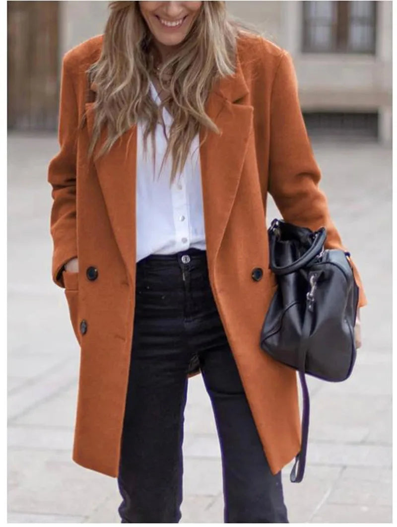 Autumn and winter Europe and the United States long long plus-size woolen women's coat woolen coat