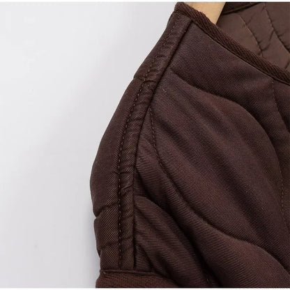 Casual Quilted Padded Jackets Women's Faionable Loose Round Neck Long Sleeve Zipper Cropped Length Outerwear Winter New