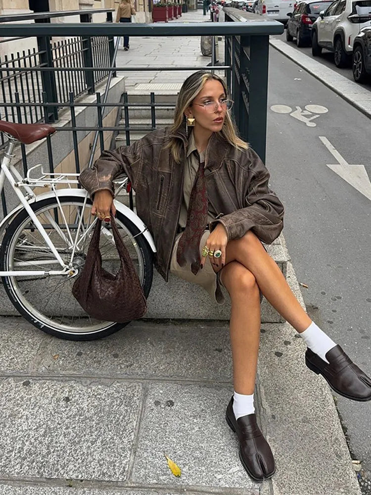 Vintage New Solid Color Lapel Women's Jackets Fashion Pocket Long Sleeved Zipper Coats Office Commuting Ladies Streetwears