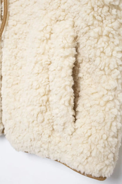 Winter New Solid Fleece Vest Jacket Women 2025 Round Neck Lace-up Sleeveless Jackets Simple Casual Fashion Waistcoat Outerwear