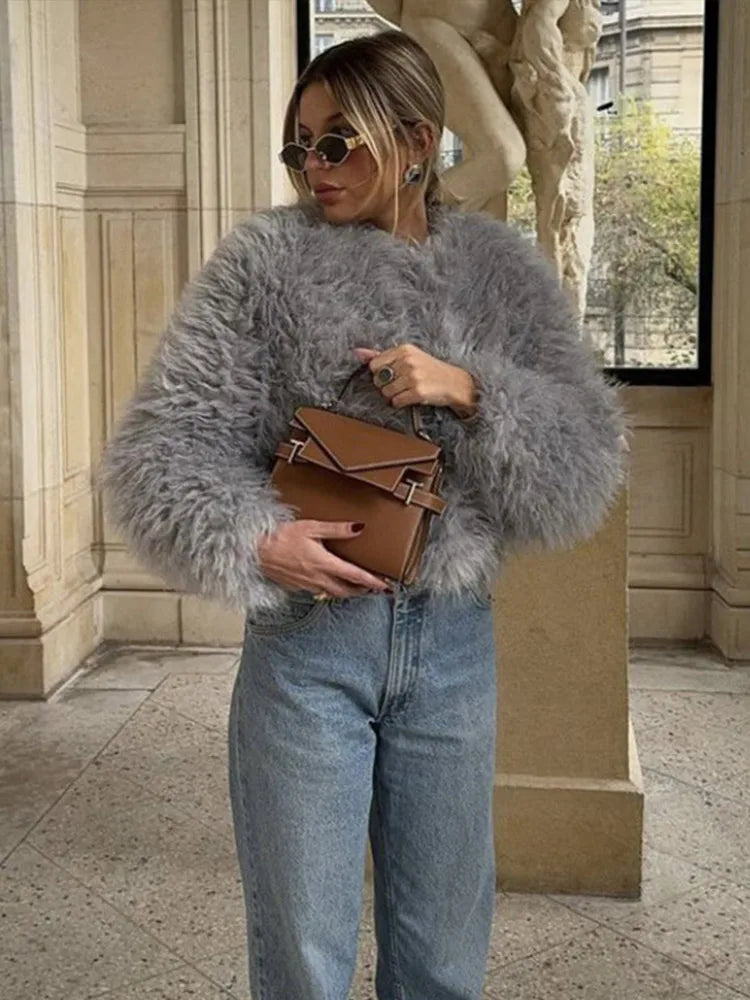 Faux Fur Jackets Women Casual Loose Warm Soft Cardigan Coats Female 2024 Winter Fashion Solid Long Sleeves Outwears Lady
