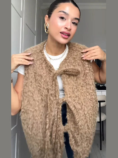 Bow Tied Vests Women Round Neck Short Casual Sleeveless Vest Jacket Woman Waistcoat Streetwear New Women Outerwear 2025 Spring