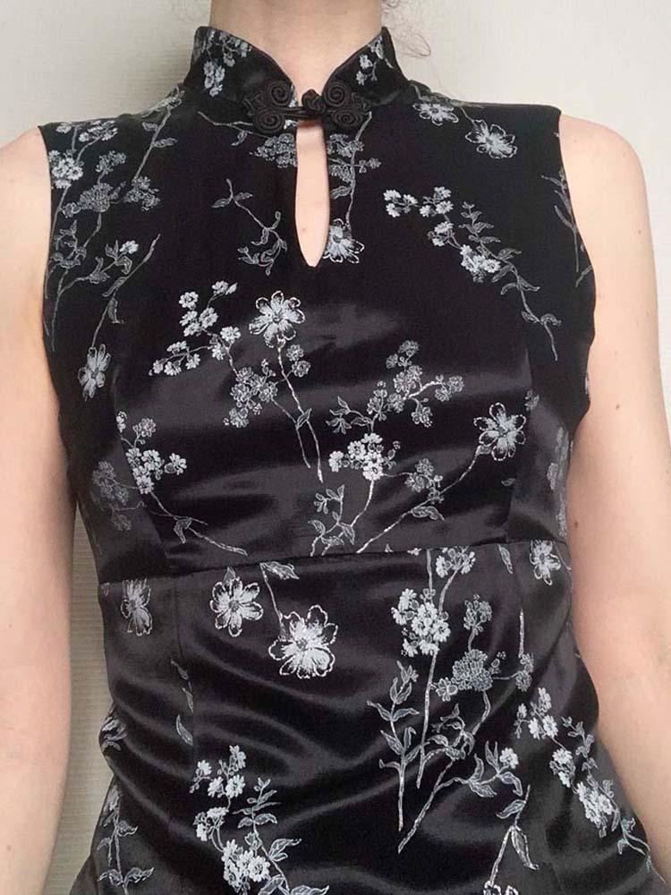 Vintage Fashion Elegant Floral Print Summer Dress Female Dark Academia Chinese Party Dresses Gothic Clothes Sundress