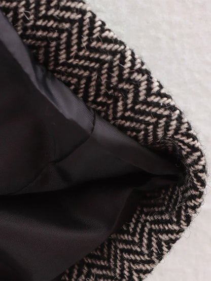 Herringbone Wool Tweed Women Suit Blazer New Single Breasted Lapel Jacket Autumn Winter Formal Fashion Coat Lady Outwears