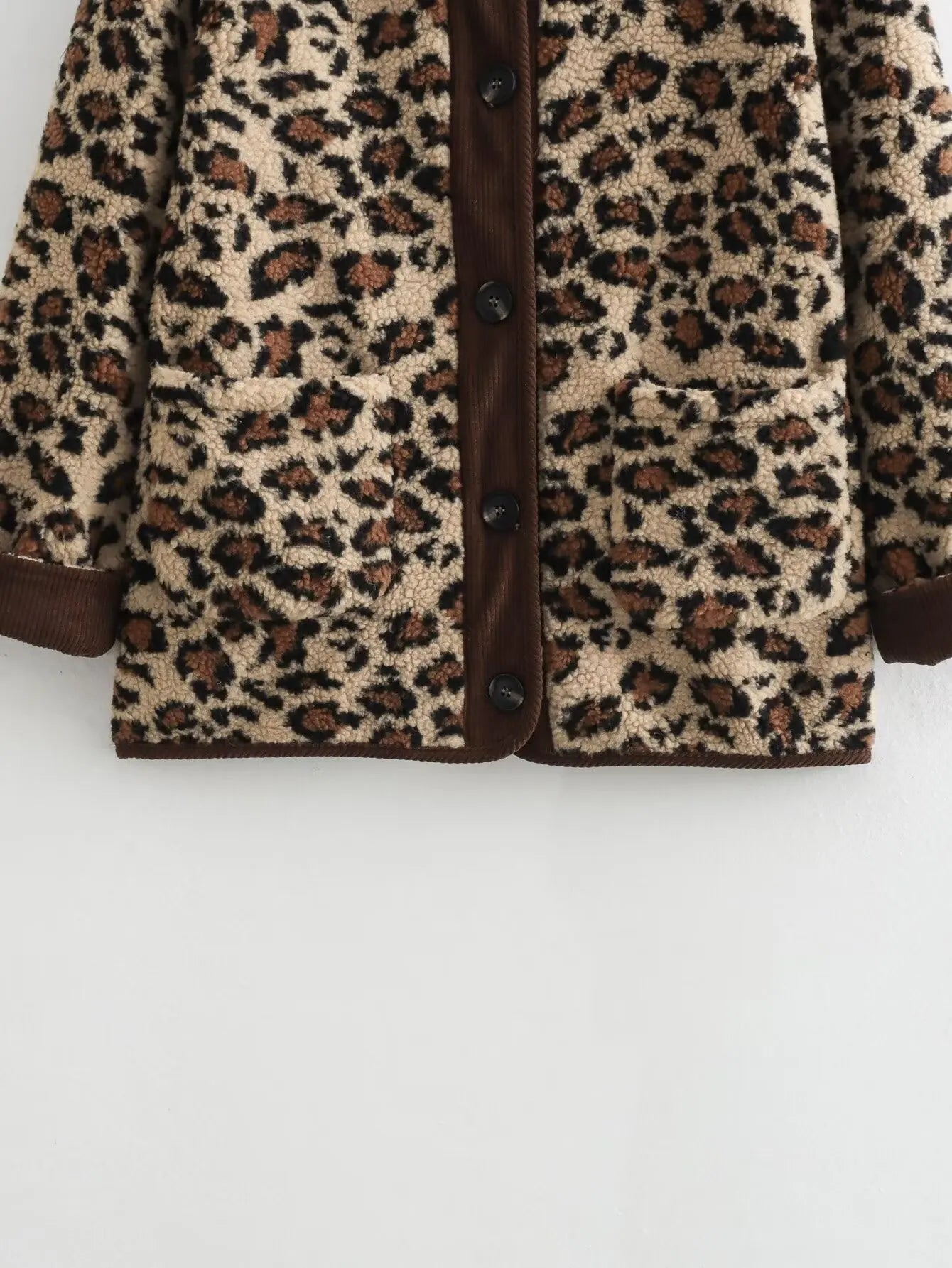 Women Fashion Jacket Winter Casual Ladies Commuter Leopard-print Lamb Wool Solid Jacket For Women's Outwears