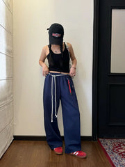 Y2k Kpop Red Sweatpants Women Baggy Harajuku Korean Hip Hop Style Wide Leg Jogger Pants Streetwear Oversized Aesthetic
