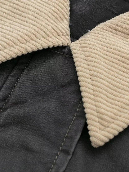 New Women's Cargo Jackets Vintage Long Sleeve Patchwork Outwear With Pocket Street Style Punk Loose Casual Top Coats