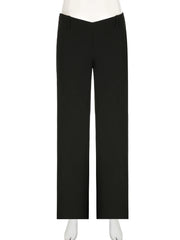 Casual Loose Solid Suitpants Office Lady Basic Mid-Waisted Straight Wide Leg Pants Women Summer Fashion Streetwear