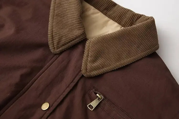 Casual Lapel Single Breasted Pocket Women's Bomber Jacket Vintage Long Sleeves Elastic Hem Loose Winter Coat 2024 Chic Outerwear