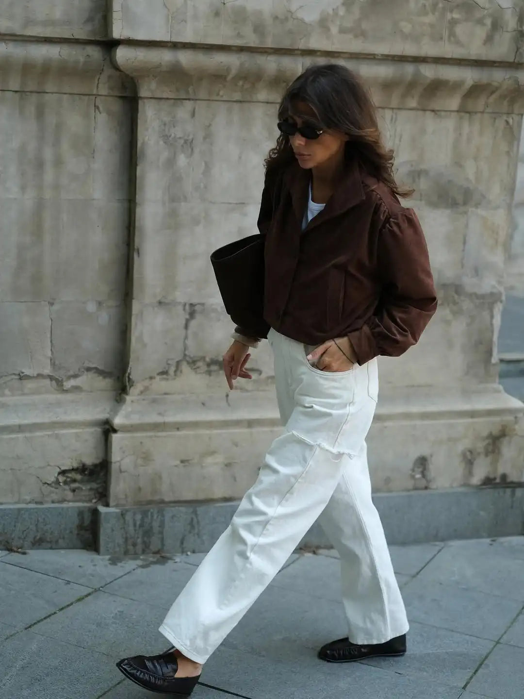 Retro Brown Suede Short Jacket Elegant Women Stand Collar Full Sleeves Single Breasteds Loose Coats Autumn Chic Lady Street Wear