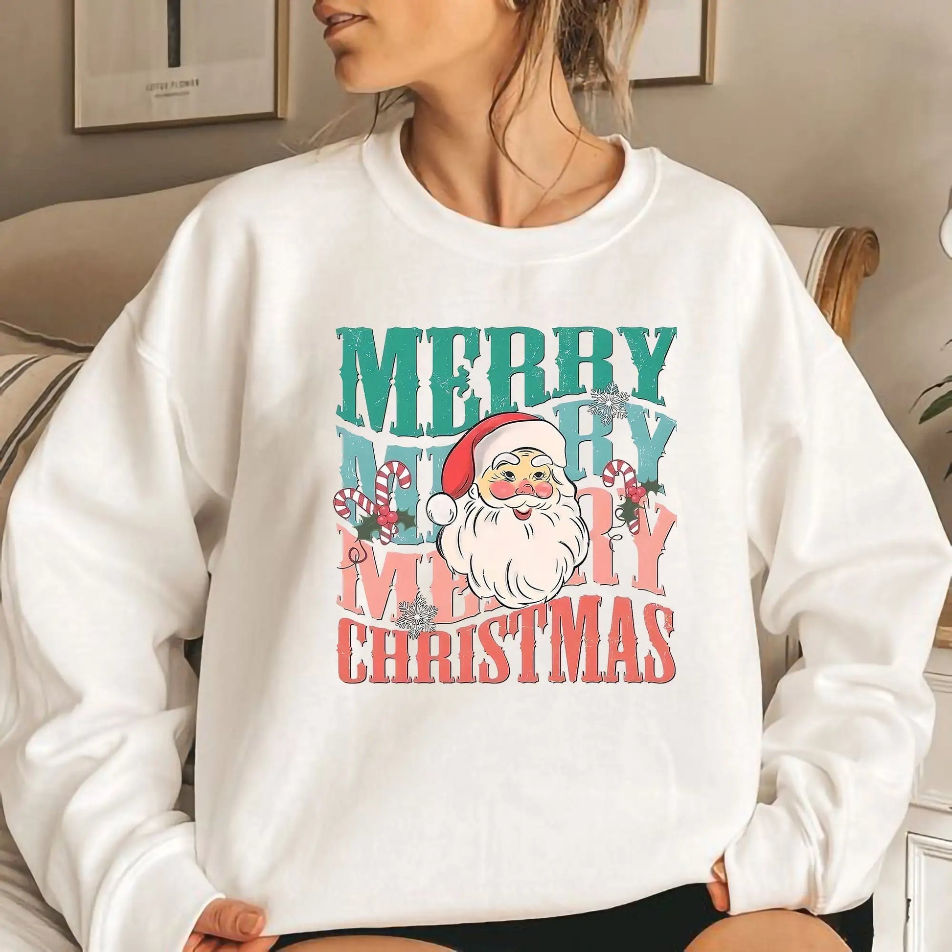 Fashion Cute Santa Slight Stretch Regularfit Girl Christmas Hoodie Hoodies-L