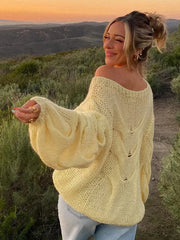 Women's Hand-knitted Twist Sweater Pullover Loose Fashion Versatile Long Sleeve Knitted Top Solid Color Autumn Winter New
