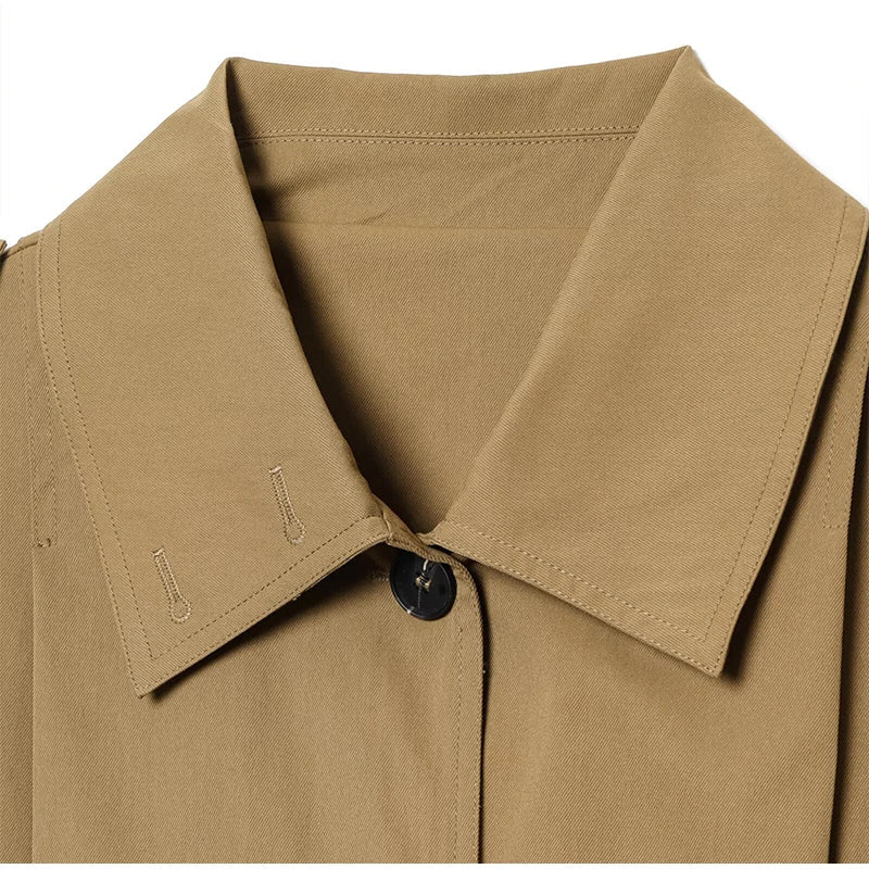 Lapel Single Breasted Loose Windbreaker Women Solid Oversized Jackets 2025 New Fashion Casual Autumn Chic High Street Outerwear