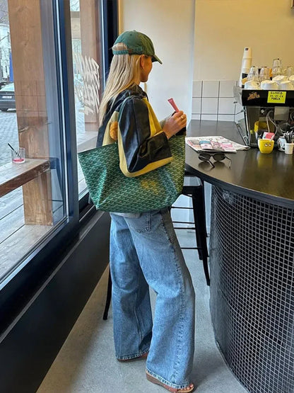 Vintage Patchwork Women's Leather Jacket Loose O-neck Long Sleeve Zipper Moto Biker Coats Autumn Lady Contrast Outwear Y2K