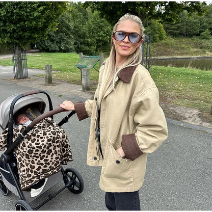 Casual Panelled Pockets Jackets Women Casual Patchwork Lapel Long Sleeves Single Breasted Coat Autumn Lady Loose Outfits