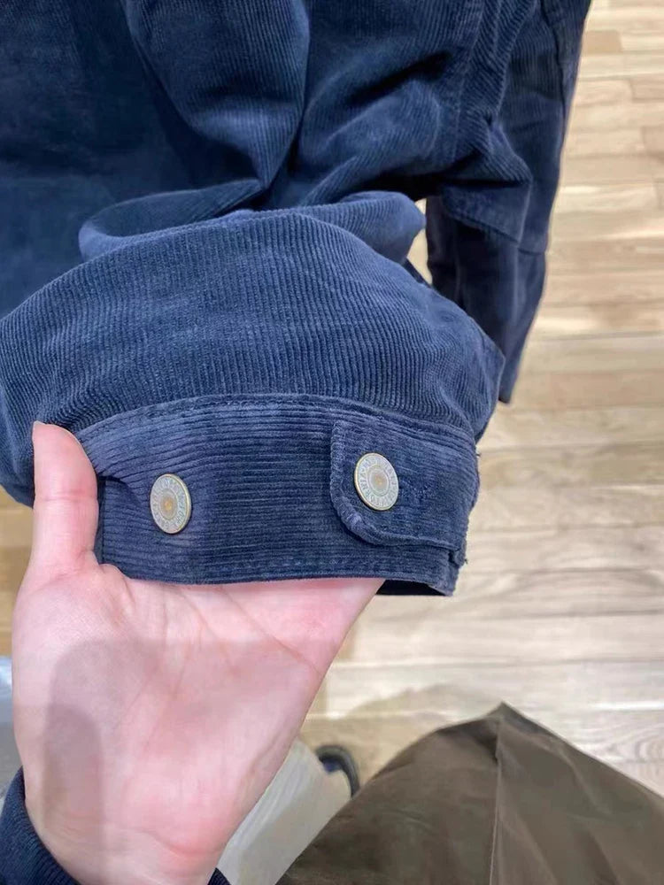 Vintage Loose Pockets Corduroy Jacket Women Autumn Cotton Thick Warm Lapel Zipper Coat Tops Streetwear Vintage Casual Outerwear