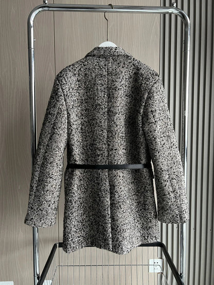 Autumn/Winter New women's ZW series with belt tweed loose version of waist waist suit jacket 3736247