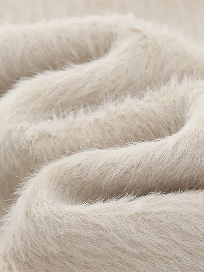 Furry Woolen Oversize Blazer Coat Women Turn-down Collar Button Up Thicken Warm Outwear Winter Long Sleeve Jacket Tops