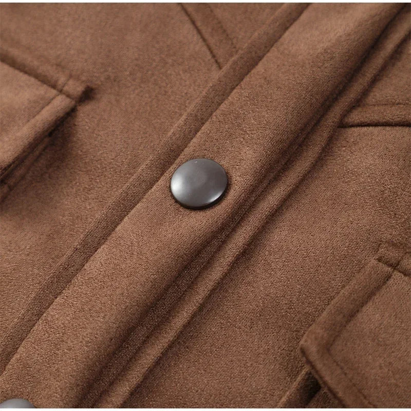 new Fall Women's Women's Jacket Personalized Street Brown Vintage Tassel Suede Jacket Woman fashions Casual Long Sleeve Y2K