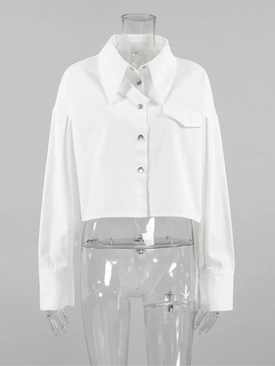 White Shirts For Women Autumn New Single Breasted Long Sleeve Loose Blouse Streetwear Fashion Casual Lapel Collar Blouses