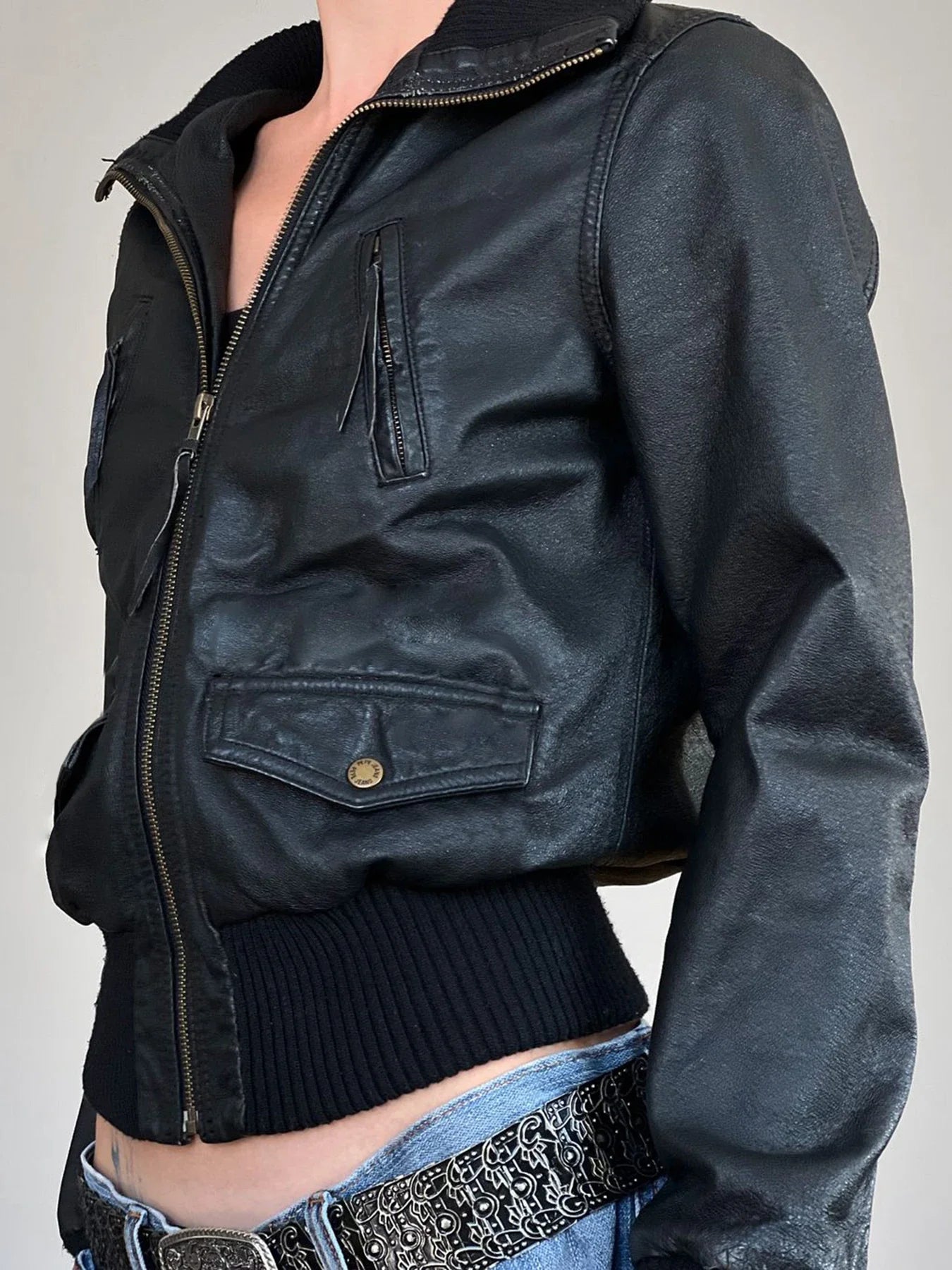 Locomotive Style Solid Pu Leather Jackets Casual Stand Collar Zipper Long Sleeve Coats Women Autumn Winter Ladies