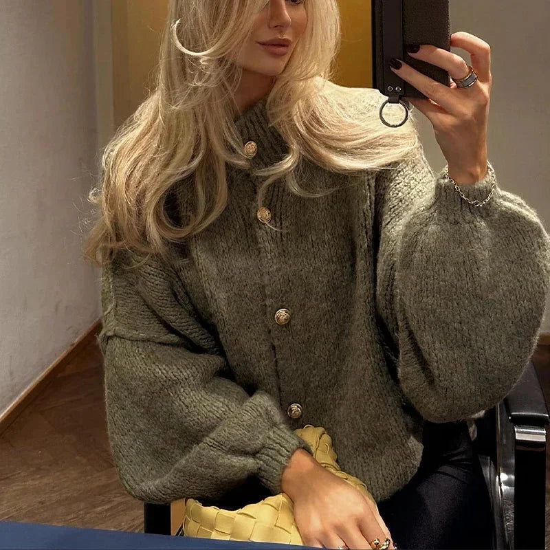 Loose Knitted Sweater Cardigan Women 2024 Autumn Single Breasted O Neck Fashion Top Office Female Casual Coat Female Outfit Top