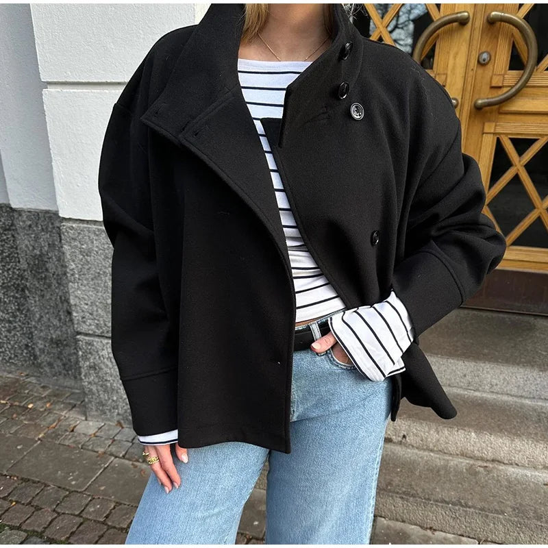 Stylish Versatile Jacket Stand-collar Women's Classic Casual Mature Elegant 2025 Autumn Coat Trend Edgy High-quality Street Wear