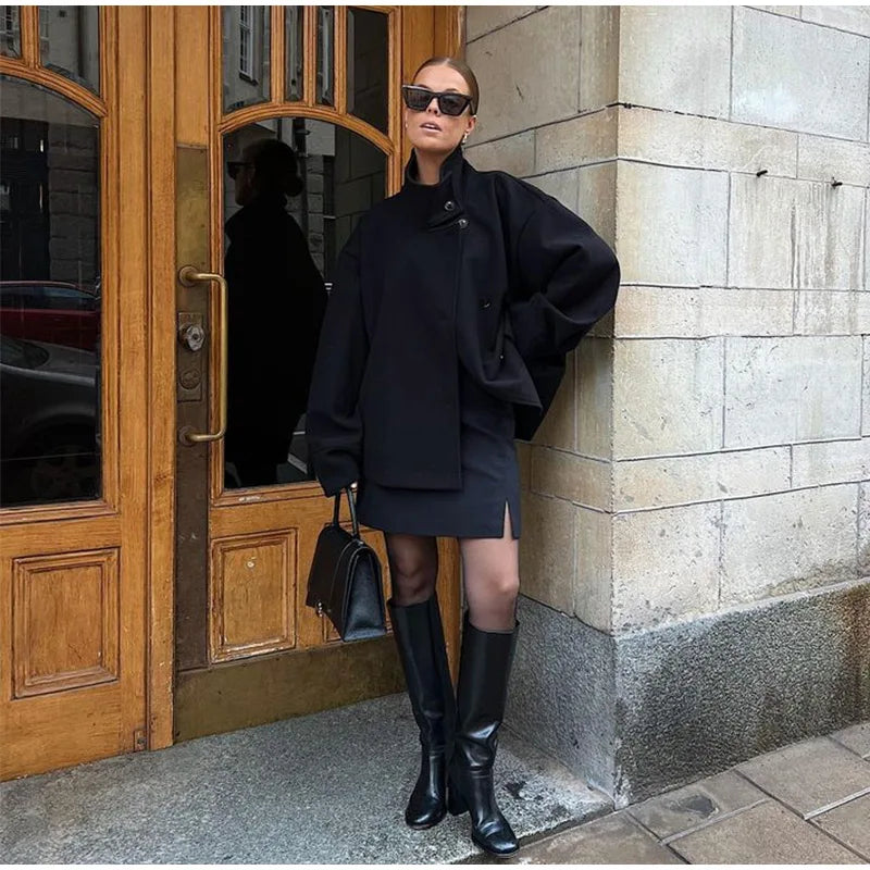 Stylish Versatile Jacket Stand-collar Women's Classic Casual Mature Elegant 2025 Autumn Coat Trend Edgy High-quality Street Wear