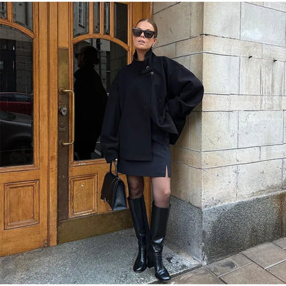 Stylish Versatile Jacket Stand-collar Women's Classic Casual Mature Elegant 2025 Autumn Coat Trend Edgy High-quality Street Wear