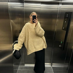 Oversized Knit Lazy O-Neck Solid Sweaters