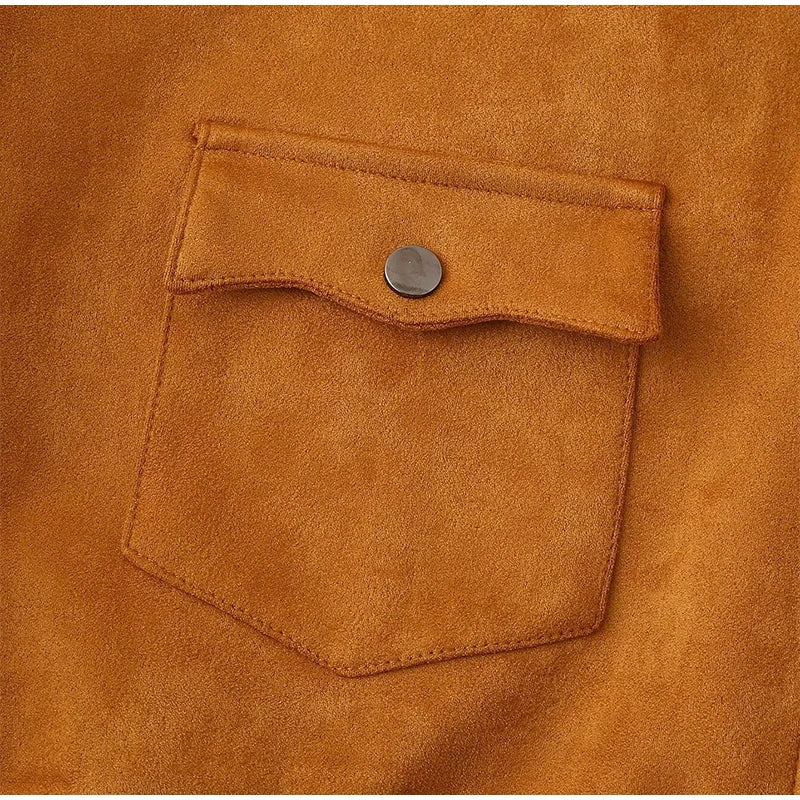 Women Patchwork Suede Jackets Long Sleeve Pocket Zipped Stand Coats 2024 Autumn Winter New Fashion Commuting Top Outerwears