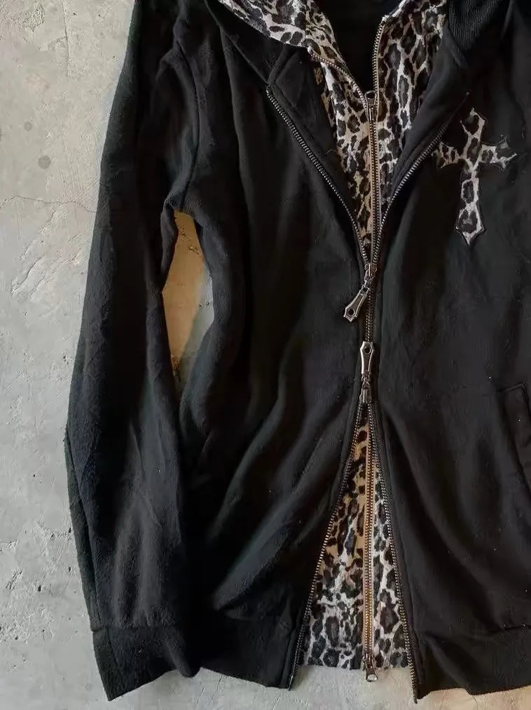 Autumn and Winter Classic Harajuku Style Fashion Retro Hoodie Winter Thick Fur Leather Collar Women's Popular Jacket Top