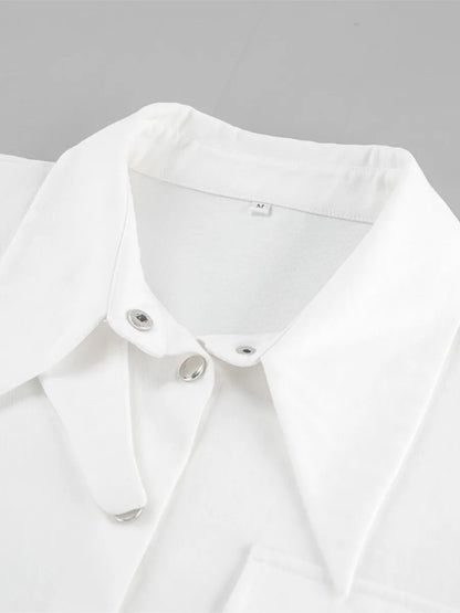 White Shirts For Women Autumn New Single Breasted Long Sleeve Loose Blouse Streetwear Fashion Casual Lapel Collar Blouses