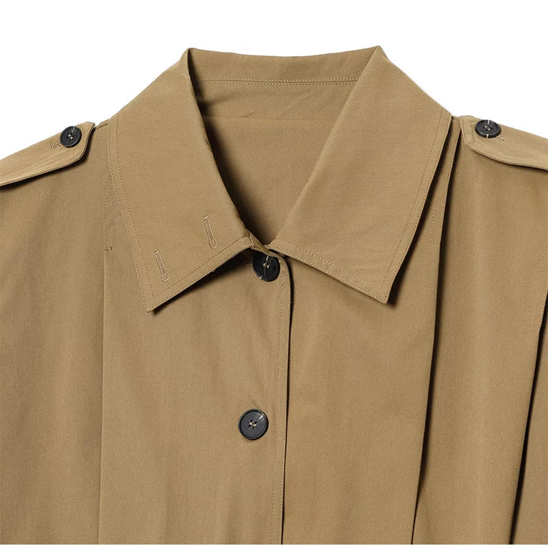 Lapel Single Breasted Loose Windbreaker Women Solid Oversized Jackets 2025 New Fashion Casual Autumn Chic High Street Outerwear