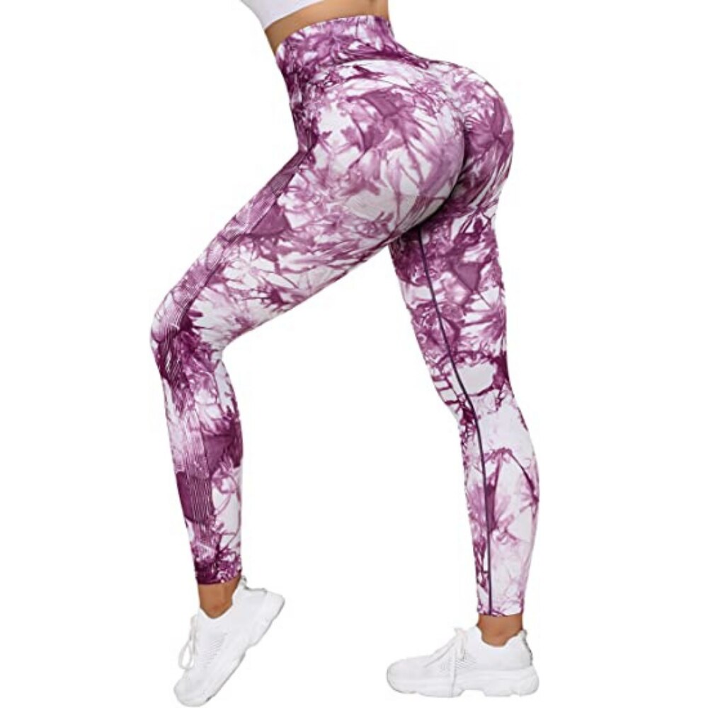 VibeMartini Yoga Leggings For Fitness Women Sport Tights Seamless Scrunch Butt Legging High Waist Sportswear Tie Dye Workout Tights Gym Pant