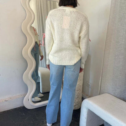 Women Fashion Lace-up Bowknot Sweater Autumn Elegant Round Neck Top Pullover Winter Long Sleeve Loose Streetwear Jumper Harajuku