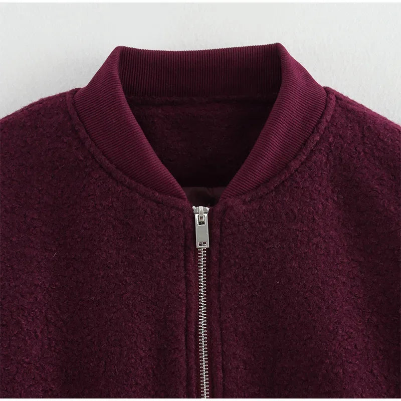 Casual Zipper Long Sleeve O-neck Coat for Women Spring New Solid Loose Female Jacket Vintage Ladies Outwear Top High Street