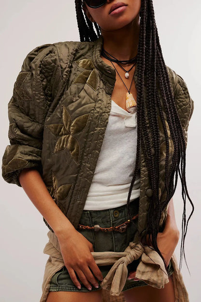 Autumn Winter Single Breasted Pocket Female Jacket Fashion Maple Leaf Women Padded Coat Chic New Lady Outerwear High Street