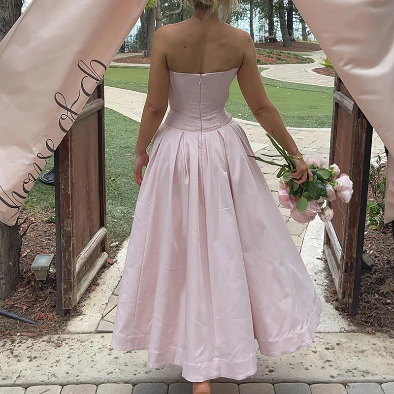 Elegant Multi Color Slim Long Dresses Ladies Sexy V Neck Wrap Chest Waist Party Dress Fashion Hollow Off Shoulder Pleated Dress