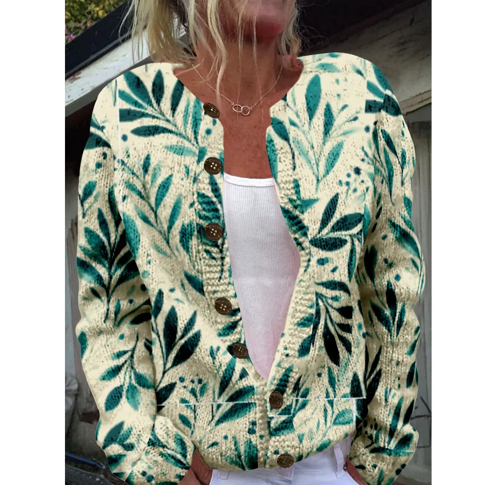 Women's Sweater Starfish Print Long Sleeve Loose Knitwear Cardigan Female Casual Cozy Soft Coat Daily wear