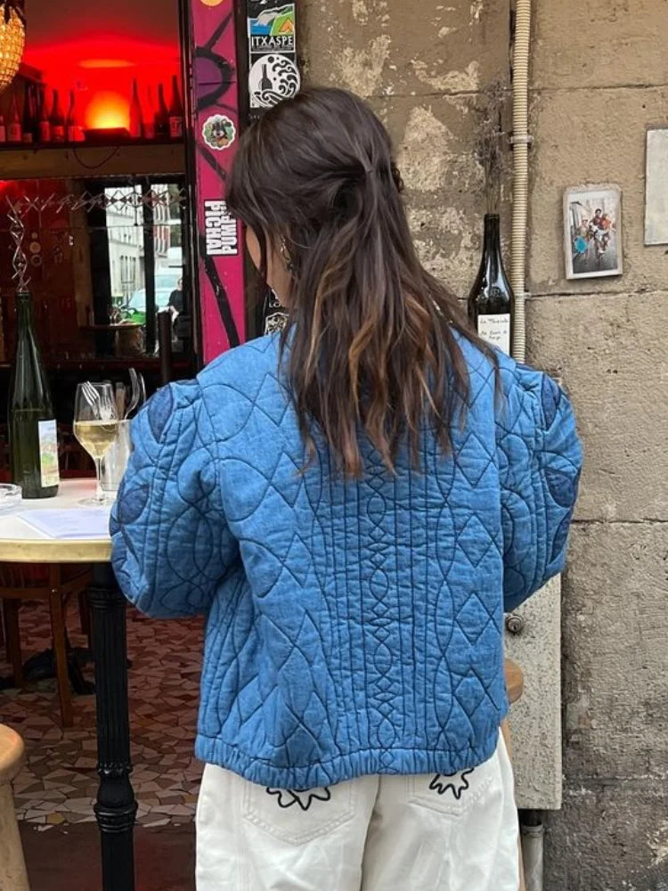 Autumn Winter Single Breasted Pocket Female Jacket Fashion Maple Leaf Women Padded Coat Chic New Lady Outerwear High Street